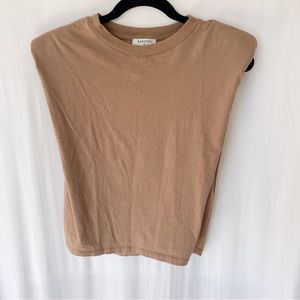 ARITZIA BABATON SHOULDER PAD CROPPED TSHIRT OLIVE BEIGE-Size XS